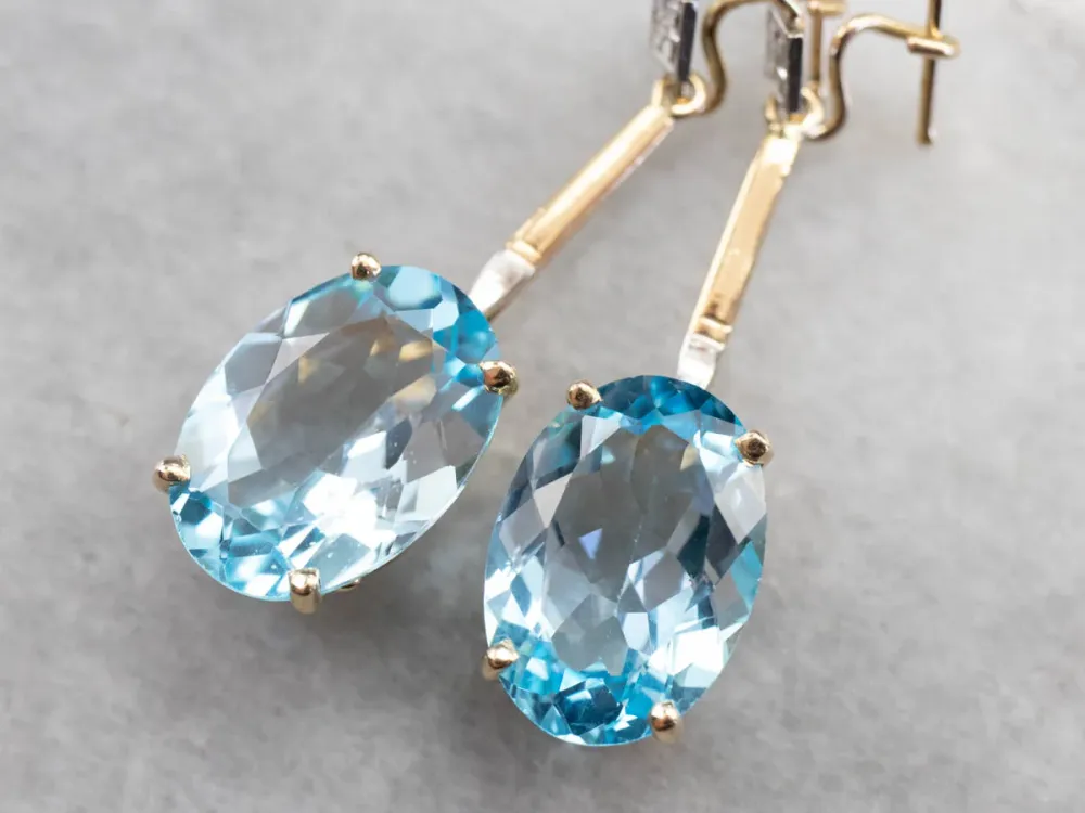Floral Two Tone Verguld Topaz Drop Earrings voor terreinvoertuigen