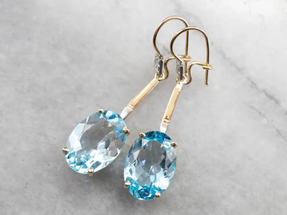 Floral Two Tone Verguld Topaz Drop Earrings voor terreinvoertuigen