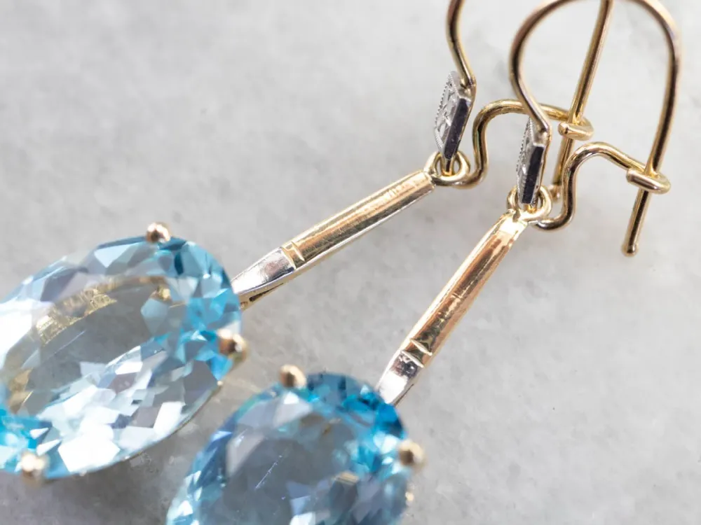 Floral Two Tone Verguld Topaz Drop Earrings voor terreinvoertuigen