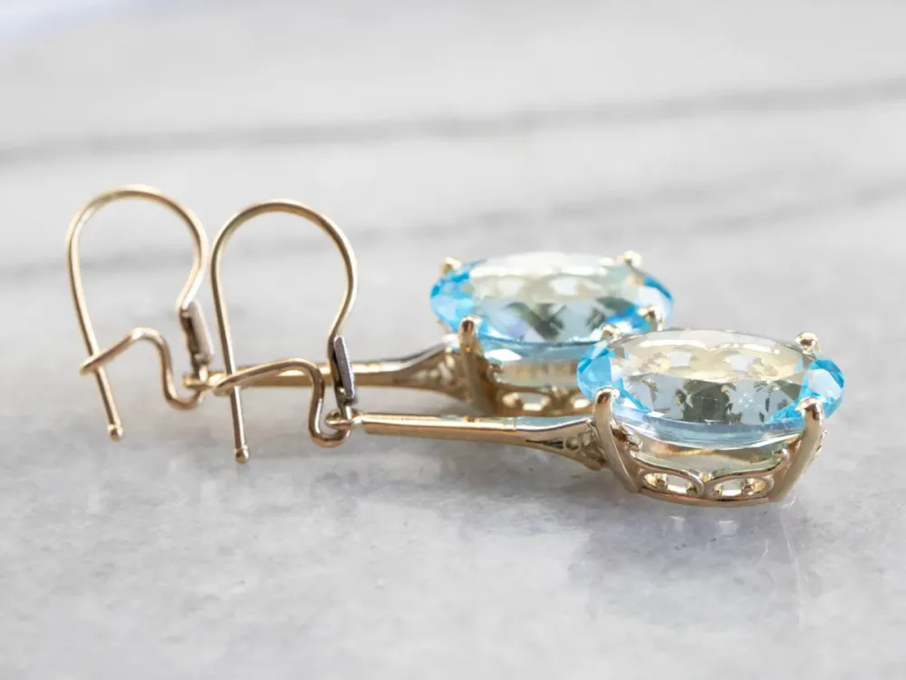 Floral Two Tone Verguld Topaz Drop Earrings voor terreinvoertuigen