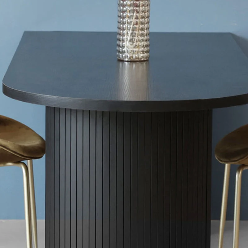 Free Form Double Pedestal Modern Dining Table Ebbenhout Fixed Table Wood zwarte poedercoating 47