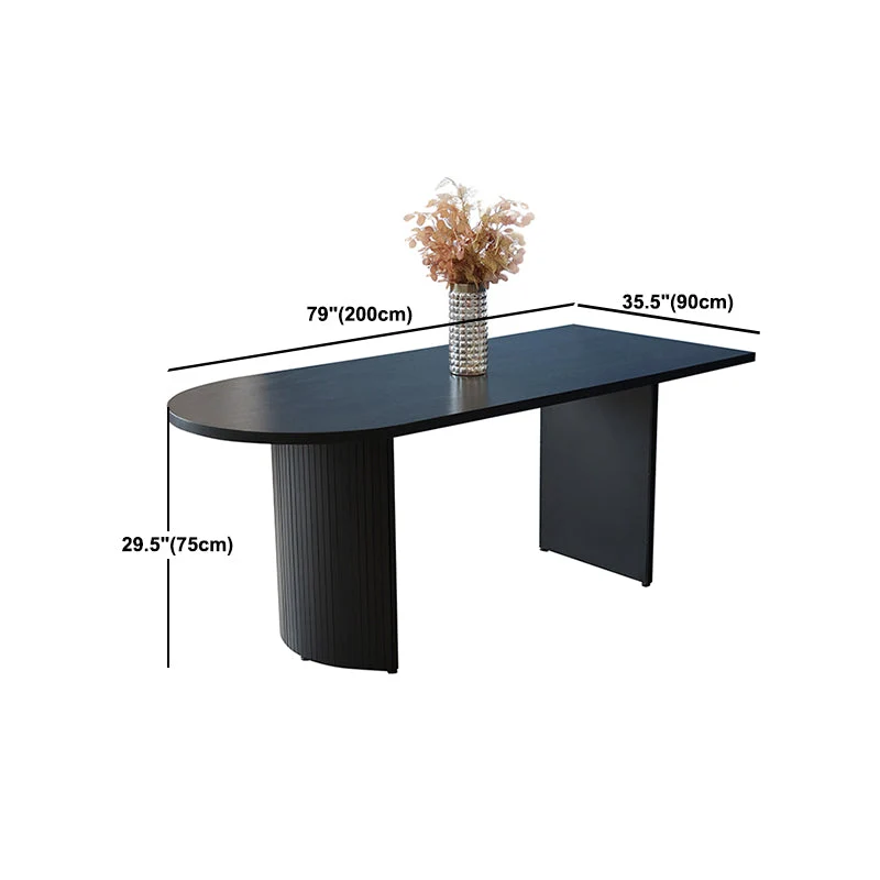 Free Form Double Pedestal Modern Dining Table Ebbenhout Fixed Table Wood zwarte poedercoating 47