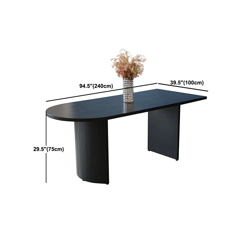 Free Form Double Pedestal Modern Dining Table Ebbenhout Fixed Table Wood zwarte poedercoating 47