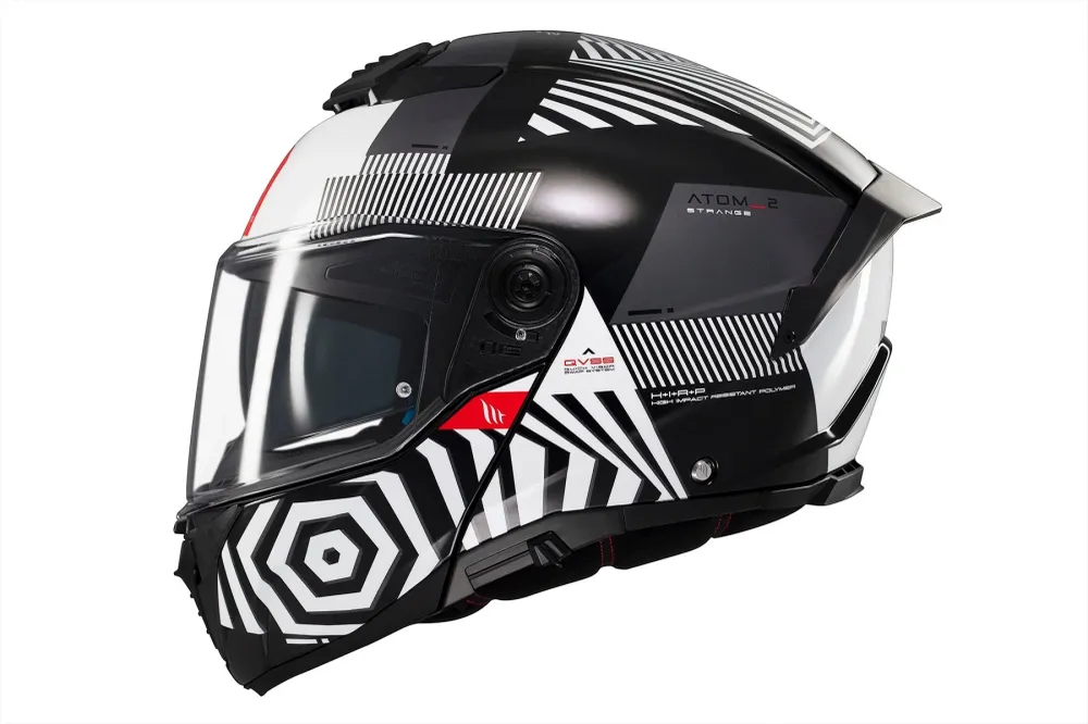 Gasdruk schokdemper MT Atom 2 Strange B2 con parte delantera abatible brillante Casco de motocicleta