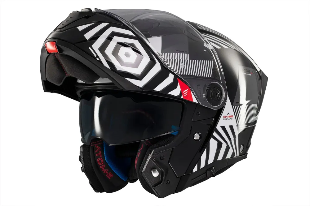 Gasdruk schokdemper MT Atom 2 Strange B2 con parte delantera abatible brillante Casco de motocicleta