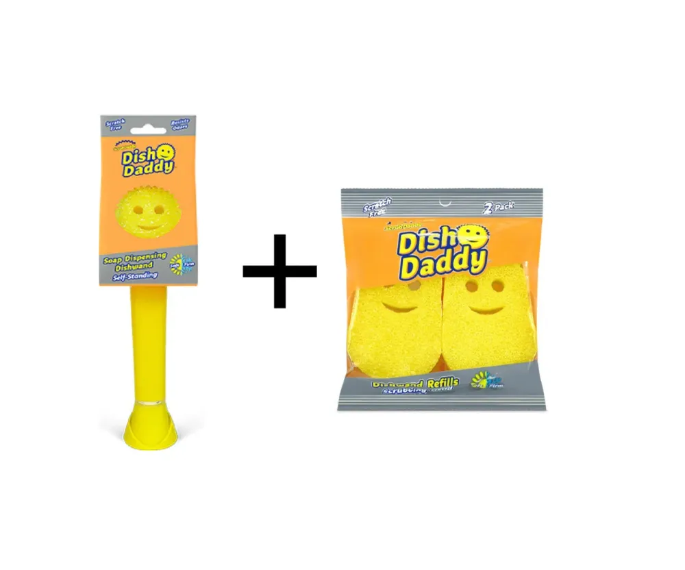 Gasdruk schokdemper Scrub Daddy Dish Brush - Incl. 2 Extra Sponges - Citroengeel