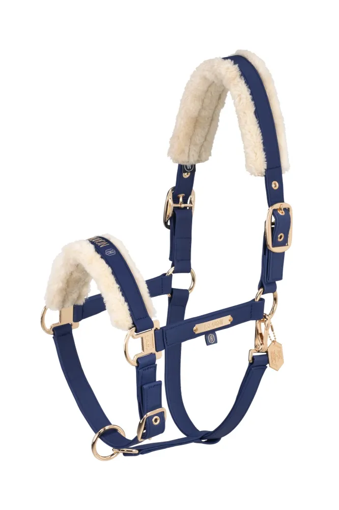 Heritage AW24 Faux Leather Tweemaal Pin Headcollar Faux Fur True Blue C