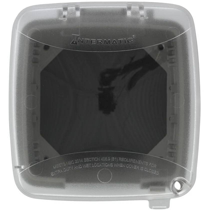 Intermatic - WP5221C - Extra-Duty Plastic -Use Weatherproof Cover, Double-Gang, Vrt, 2.25" Glashelder