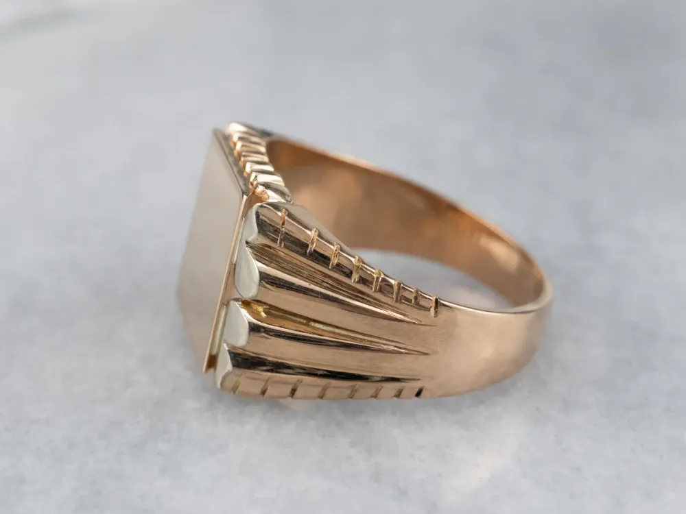 Klassiek Two Tone 18K Gold Signet Ring met stofkap