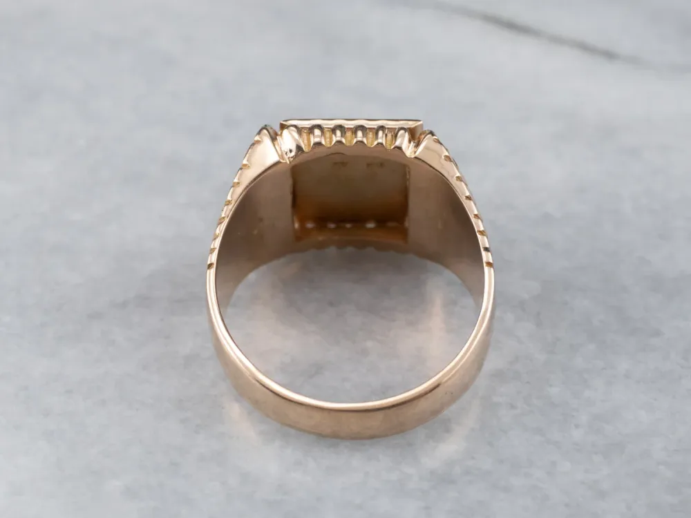 Klassiek Two Tone 18K Gold Signet Ring met stofkap