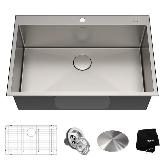 Kraus Standart PRO Dual-mount 33- x 22- Stainless Steel Los Bowl 2-Hole Kitchen Sink