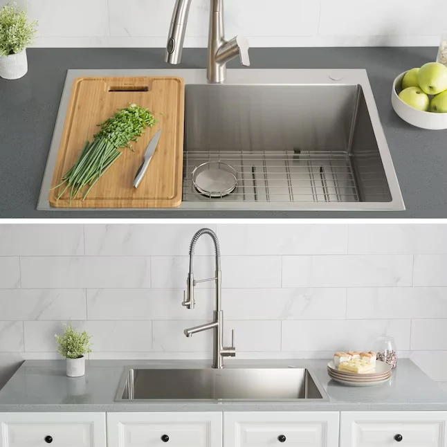 Kraus Standart PRO Dual-mount 33- x 22- Stainless Steel Los Bowl 2-Hole Kitchen Sink