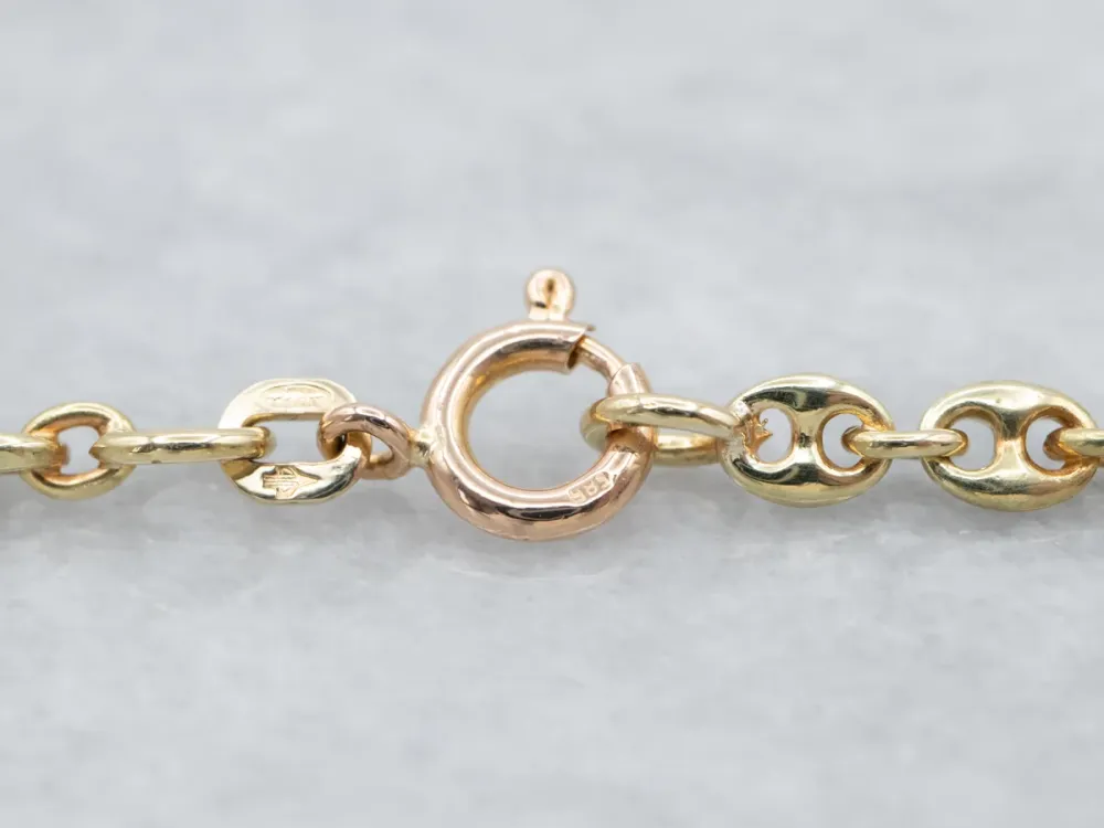 Long Two Tone Gold Mariner Chain