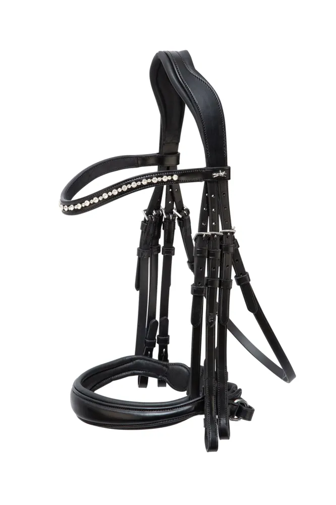 Milton Anatomic Tweevoudig Bridle Black/Silver C