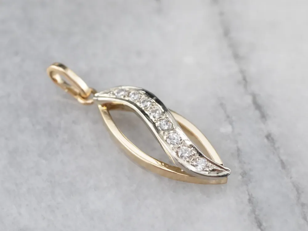 Modern Diamond Two Tone Gold Pendant