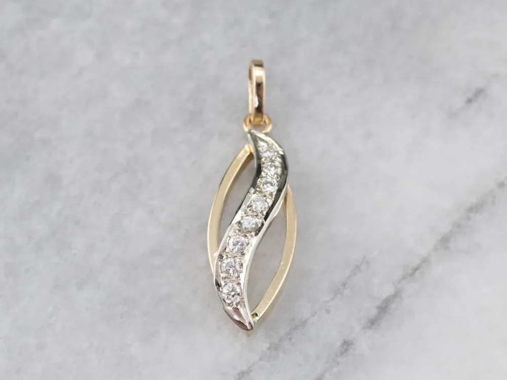 Modern Diamond Two Tone Gold Pendant