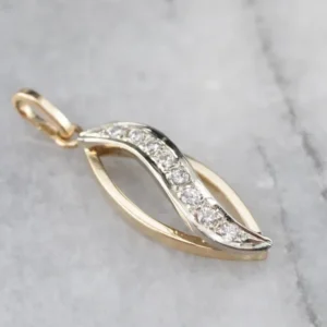 Modern Diamond Two Tone Gold Pendant