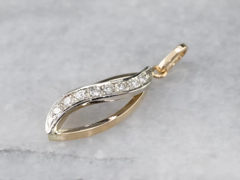 Modern Diamond Two Tone Gold Pendant