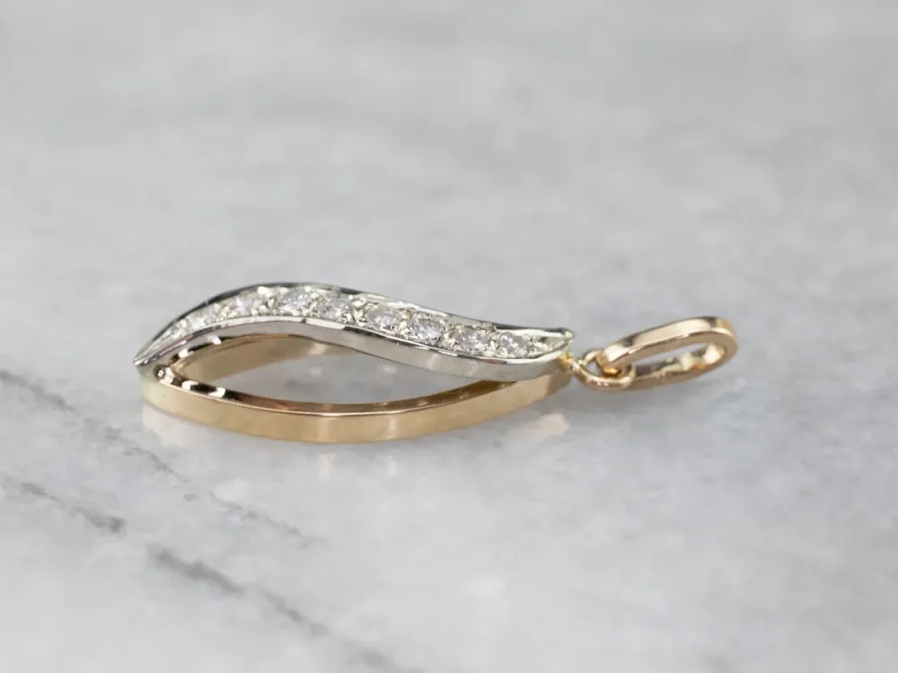 Modern Diamond Two Tone Gold Pendant