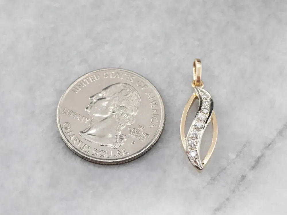 Modern Diamond Two Tone Gold Pendant