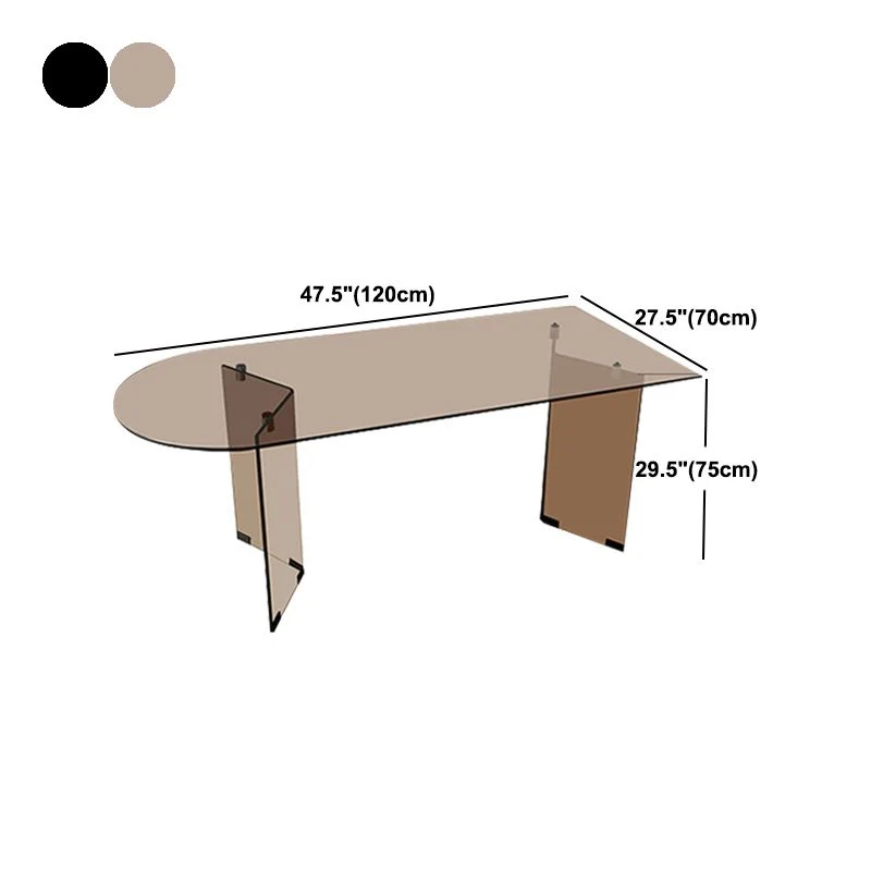 Modern Glaswerk Top Dining Table Double Pedestal Base Dining Table Black