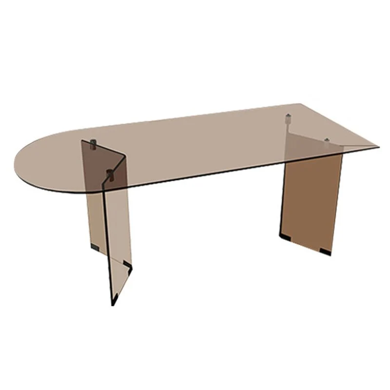 Modern Glaswerk Top Dining Table Double Pedestal Base Dining Table Black