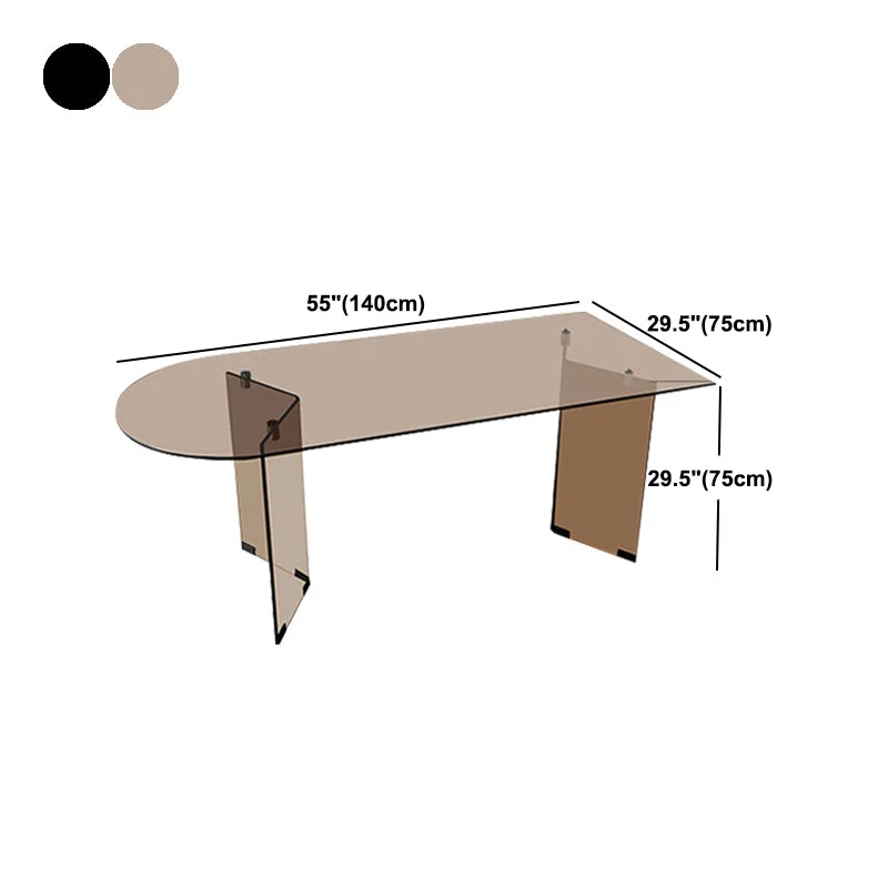 Modern Glaswerk Top Dining Table Double Pedestal Base Dining Table Black