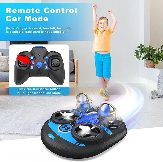 Oddire L6082 Compact Drone - Drones & Cars 2 1 Toy One Key Take Off-Landing, Altitude Hold, Headless Mode, 360° flip, Car...