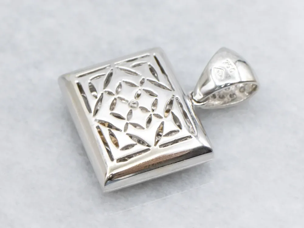 OEM Kwaliteit Open Work Two Tone Diamond Rectangular Pendant