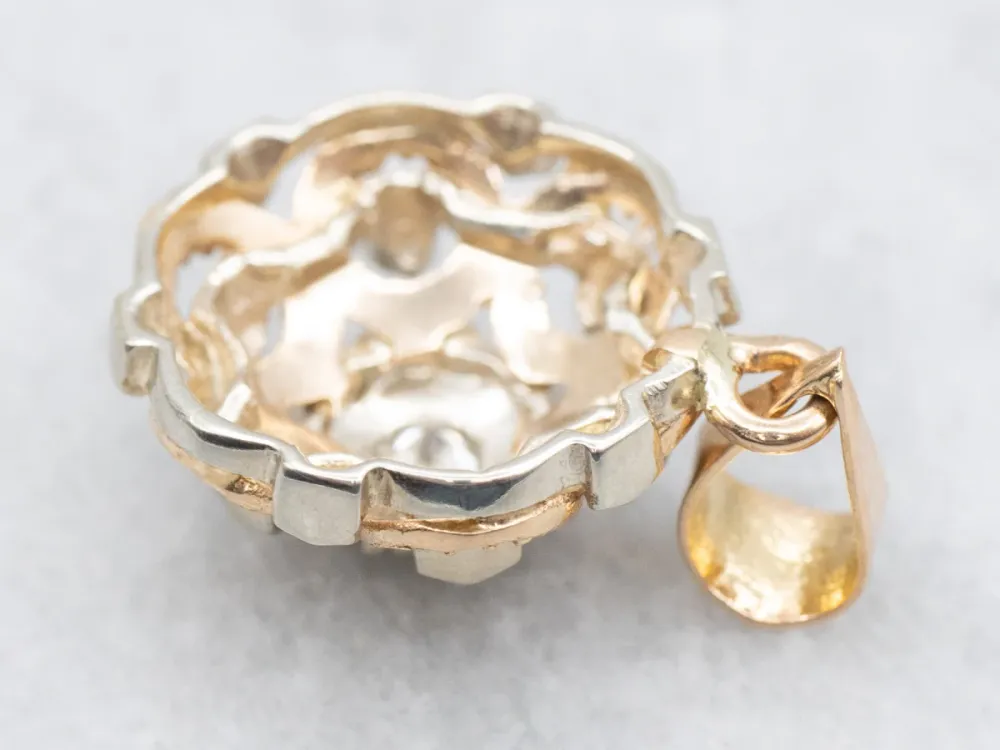 Ornate Two Tone Gouden Diamond Pendant