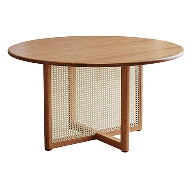 Oval Eenkleurig Wood Dining Table Modern Natural Furniture Double Pedestal 47