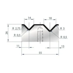 Part No. 2032 @ 415mm 88 Degree 2V Bolted Die