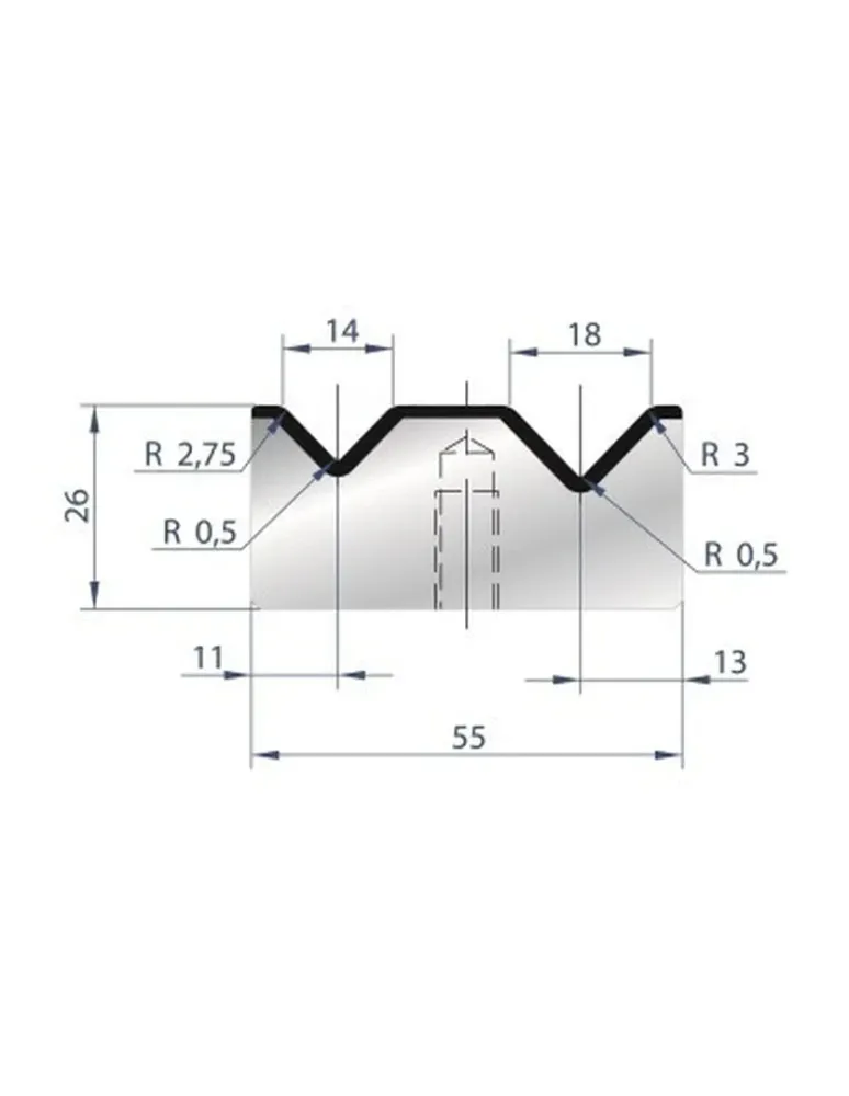 Part No. 2032 @ 415mm 88 Degree 2V Bolted Die