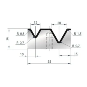 Part No. 2033 @ 415mm 88 Degree 2V Bolted Die