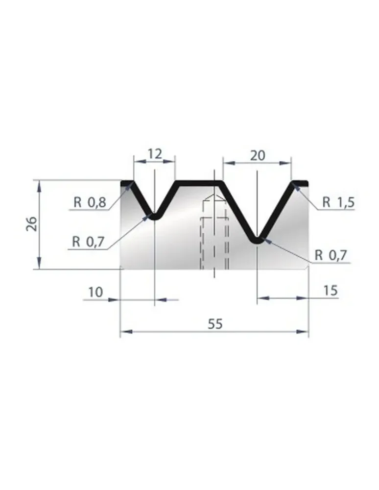 Part No. 2033 @ 415mm 88 Degree 2V Bolted Die