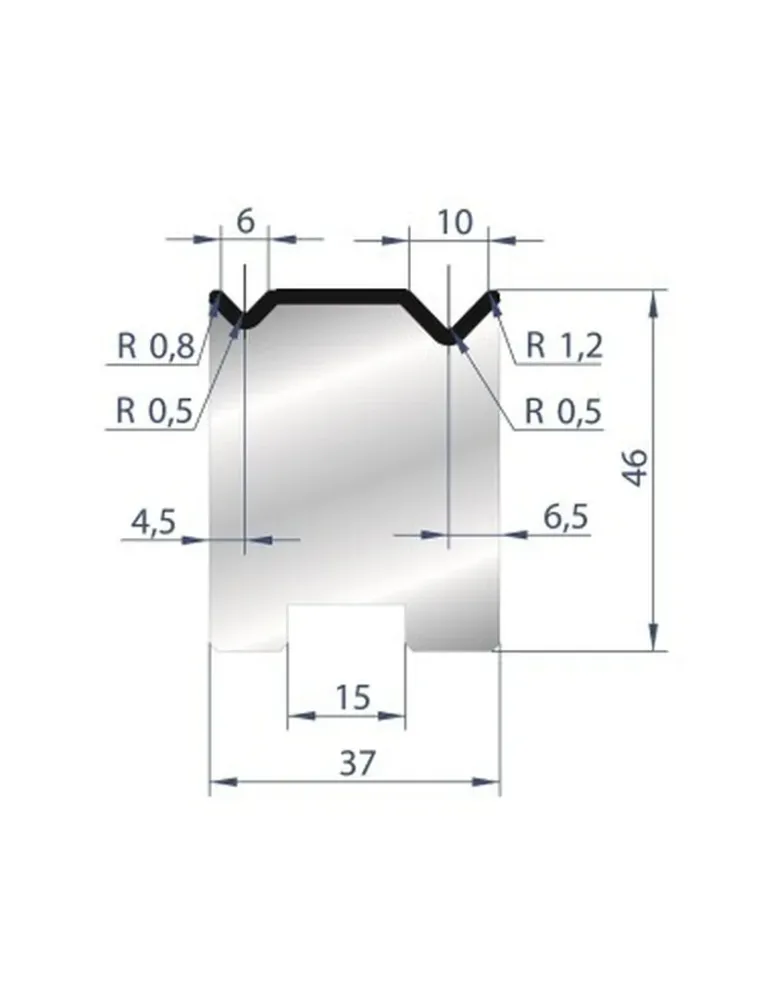 Part No. 2050 @ 805mm 88 Degree 2V Self Centering Die (Segmented)