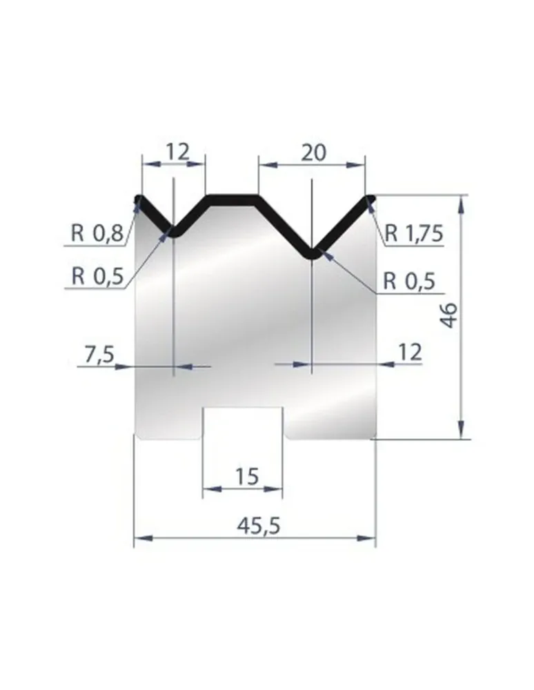 Part No. 2054 @ 835mm 88 Degree 2V Self Centering Die