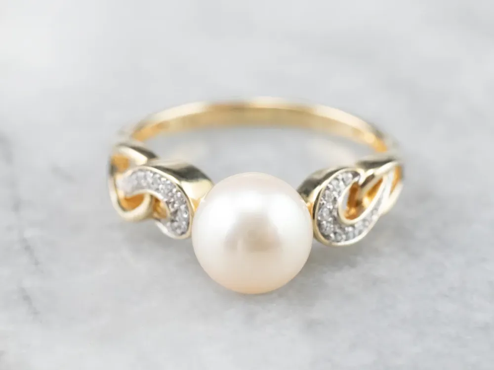 Professionele Klasse Pearl Diamond Two Tone Goud Ring