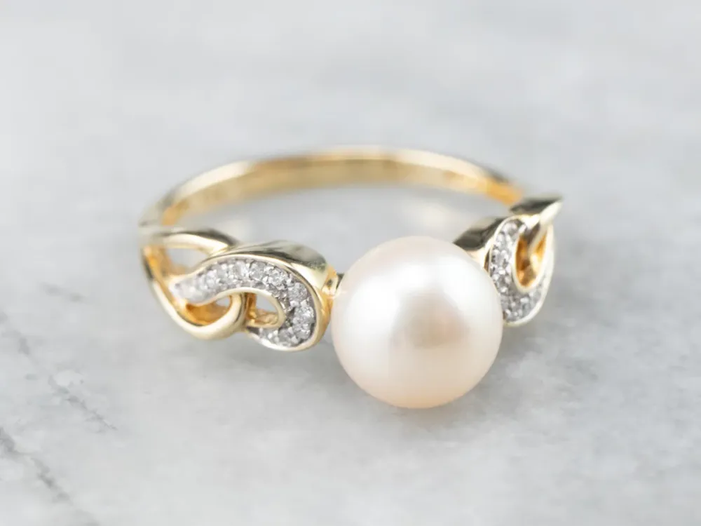 Professionele Klasse Pearl Diamond Two Tone Goud Ring