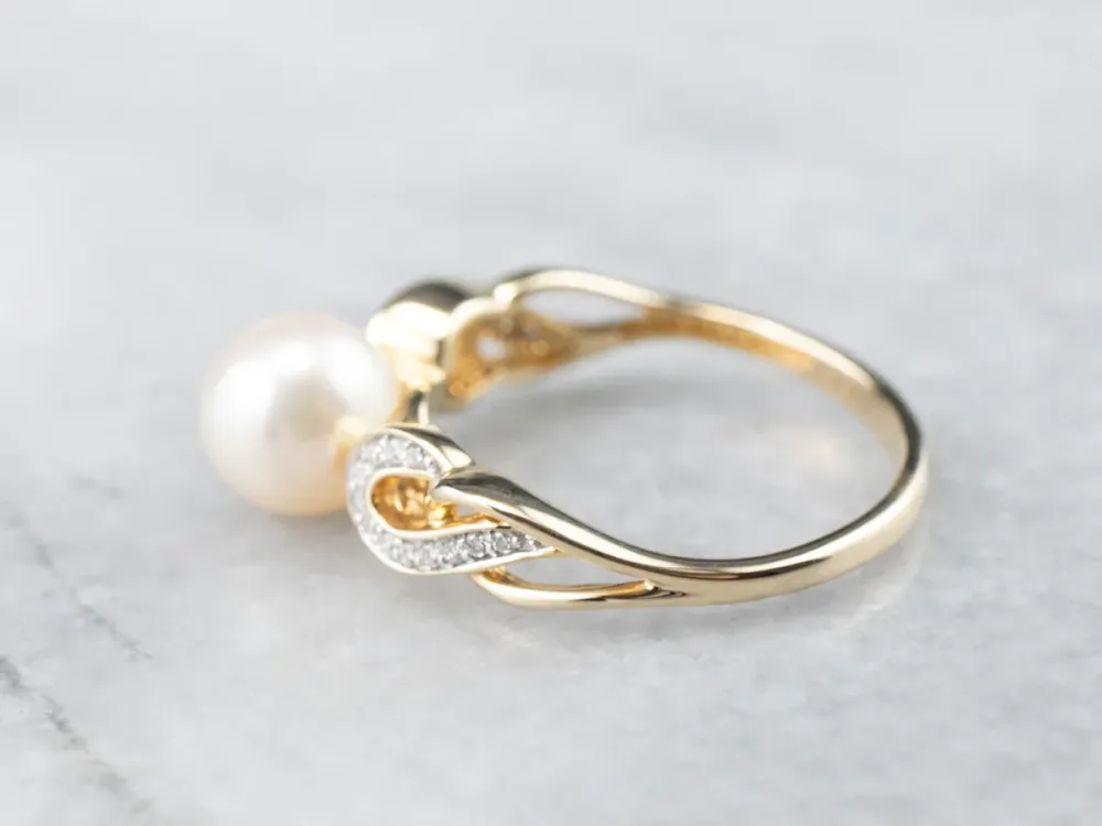 Professionele Klasse Pearl Diamond Two Tone Goud Ring