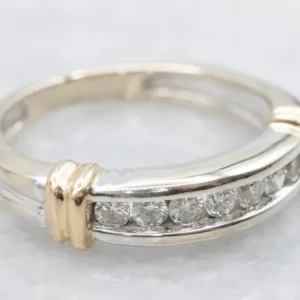 Professionele Klasse Two Tone Channel Set Diamond Band
