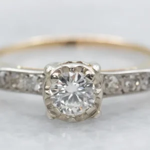 Professionele Klasse Two Tone Diamond Engagement Ring