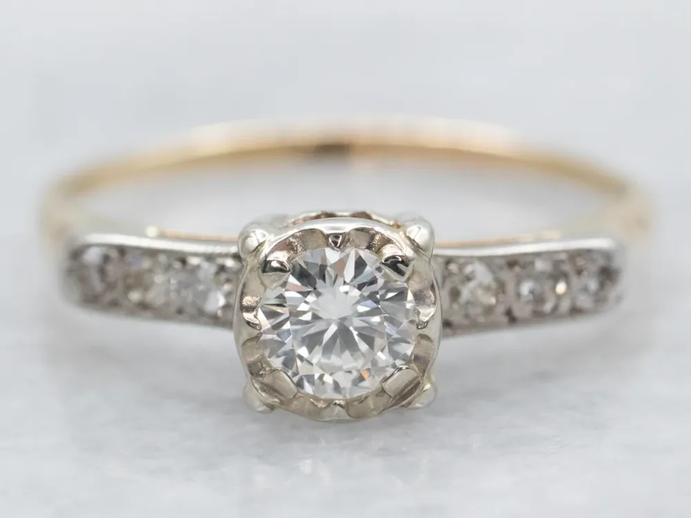 Professionele Klasse Two Tone Diamond Engagement Ring