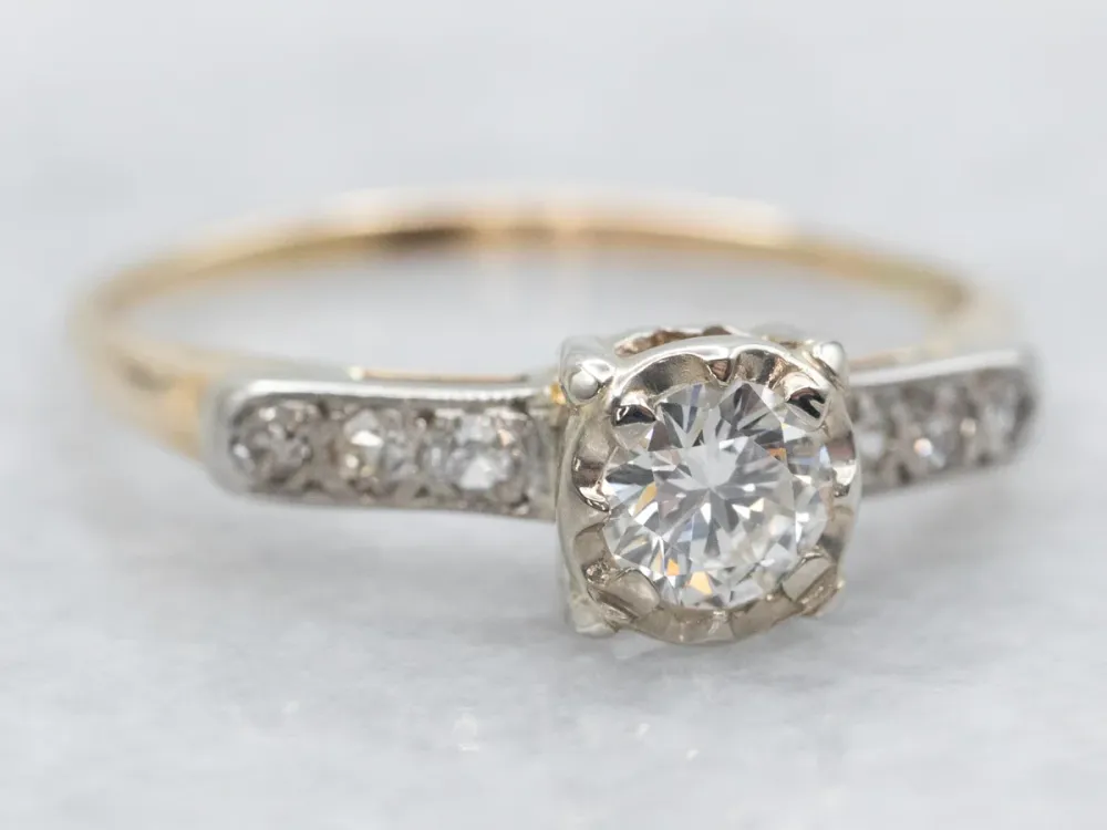 Professionele Klasse Two Tone Diamond Engagement Ring