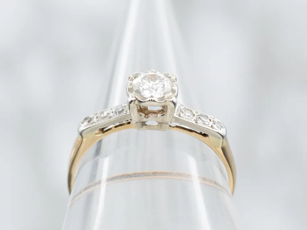 Professionele Klasse Two Tone Diamond Engagement Ring