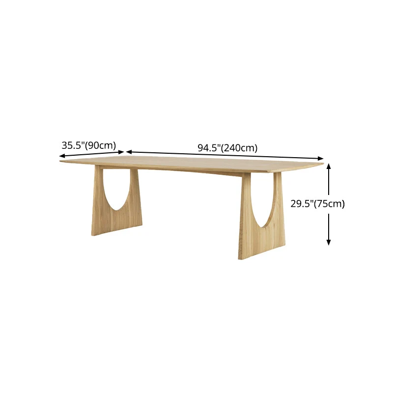 Rectangle Tweevoudig Pedestal Modern Dining Table Solid Wood Fixed Table Heavy Duty constructie 47