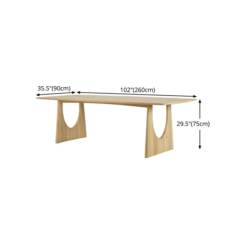 Rectangle Tweevoudig Pedestal Modern Dining Table Solid Wood Fixed Table Heavy Duty constructie 47