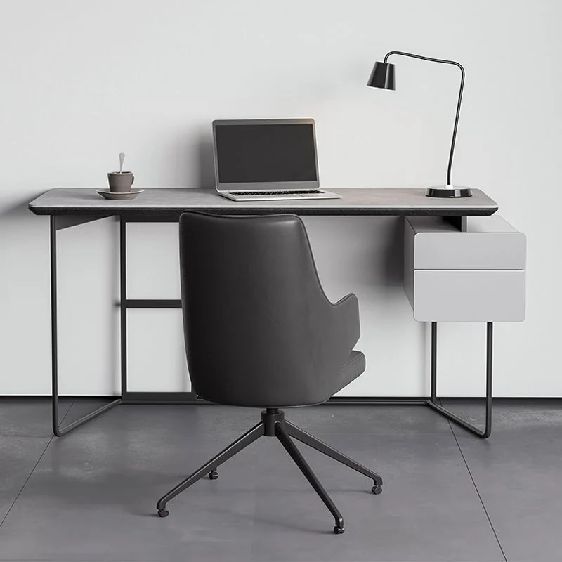 Rectangular Writing Desk Industrial Trestle Base Office Desk 2 Drawers - Set voor vooras 47
