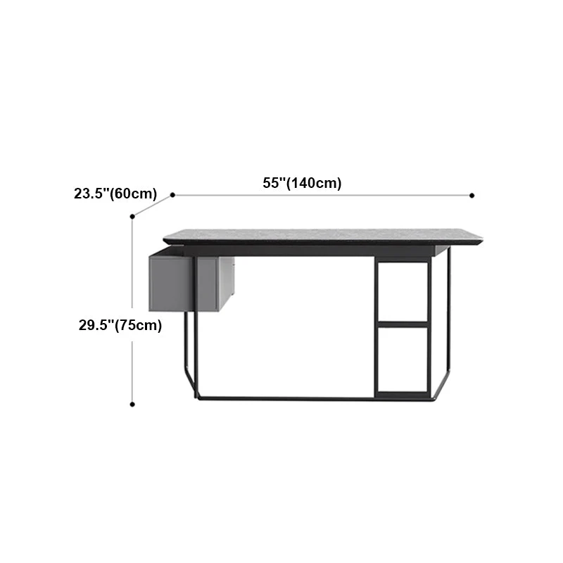 Rectangular Writing Desk Industrial Trestle Base Office Desk 2 Drawers - Set voor vooras 47