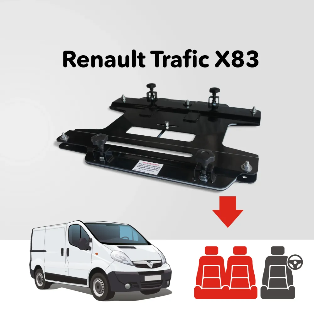 Renault Trafic 2nd Gen X83 (2001-2014) Kiravans Dubbel Passenger Seat Swivel voor verlaagde auto's